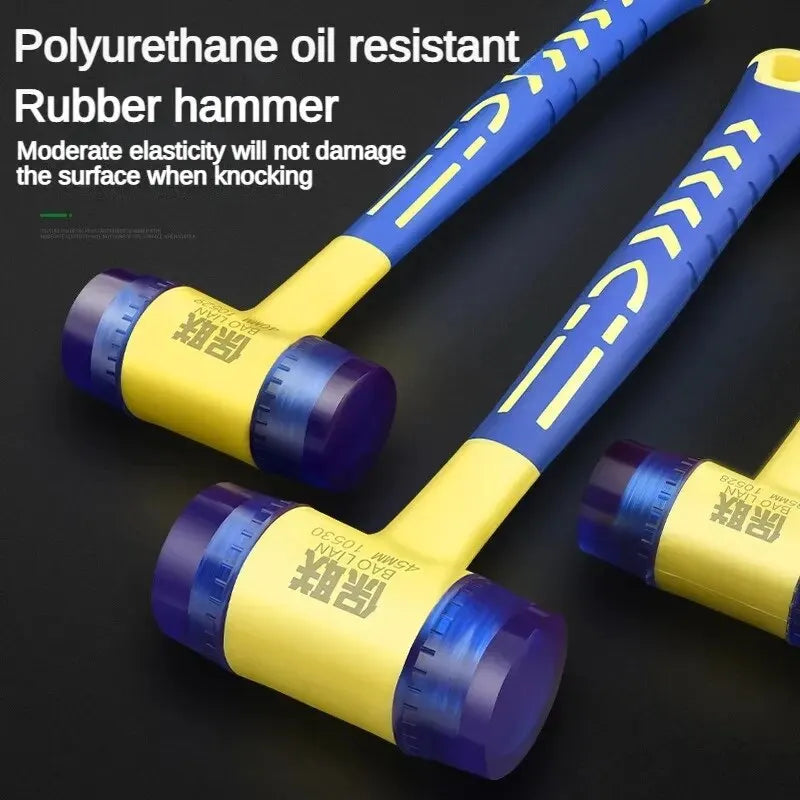 1 Double Headed Installation Hammer, 25mm Rubber Hammer with Rubber Handle, Detachable Insulated Installation Hammer