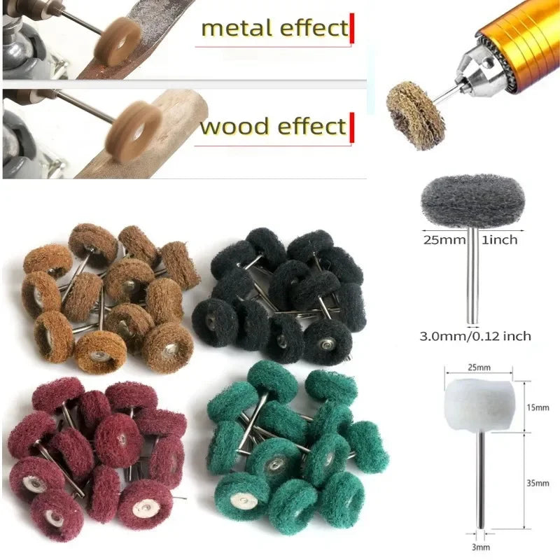 10pcs Mini Drill Abrasive Brush Nylon Buffing Polishing Wheel Dremel Rotary Hand Tool Accessories Set Rust Remover