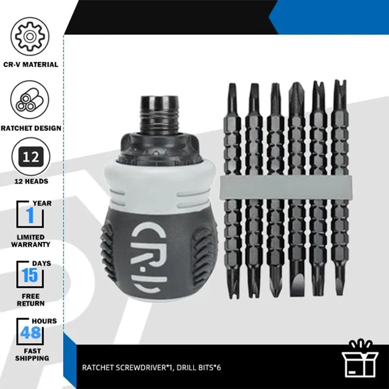 Professional 13in1 Ratchet Screwdriver Set Magnetic Handle Tool for Phillips/Slotted Screws Portable Multi-Functional Repair Kit