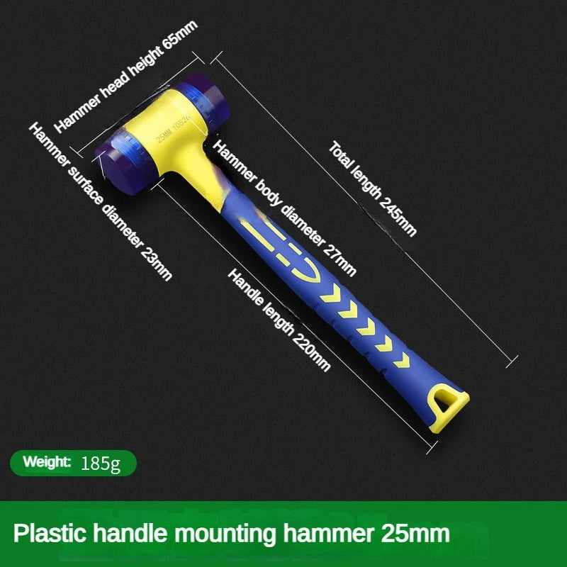 1 Double Headed Installation Hammer, 25mm  Rubber Hammer with Rubber Handle, Detachable Insulated Installation Hammer