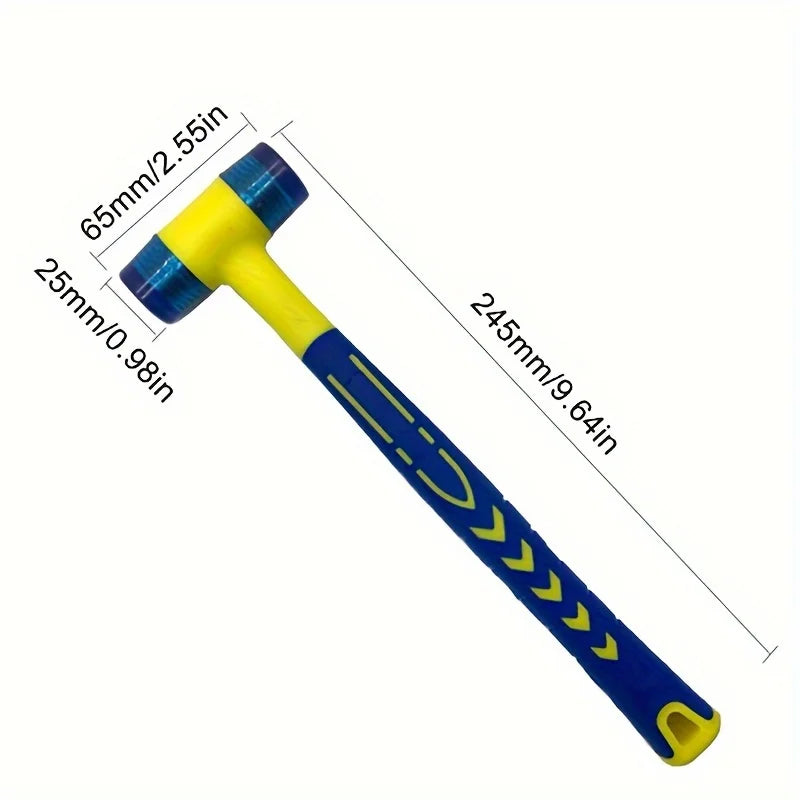 1 Double Headed Installation Hammer, 25mm  Rubber Hammer with Rubber Handle, Detachable Insulated Installation Hammer